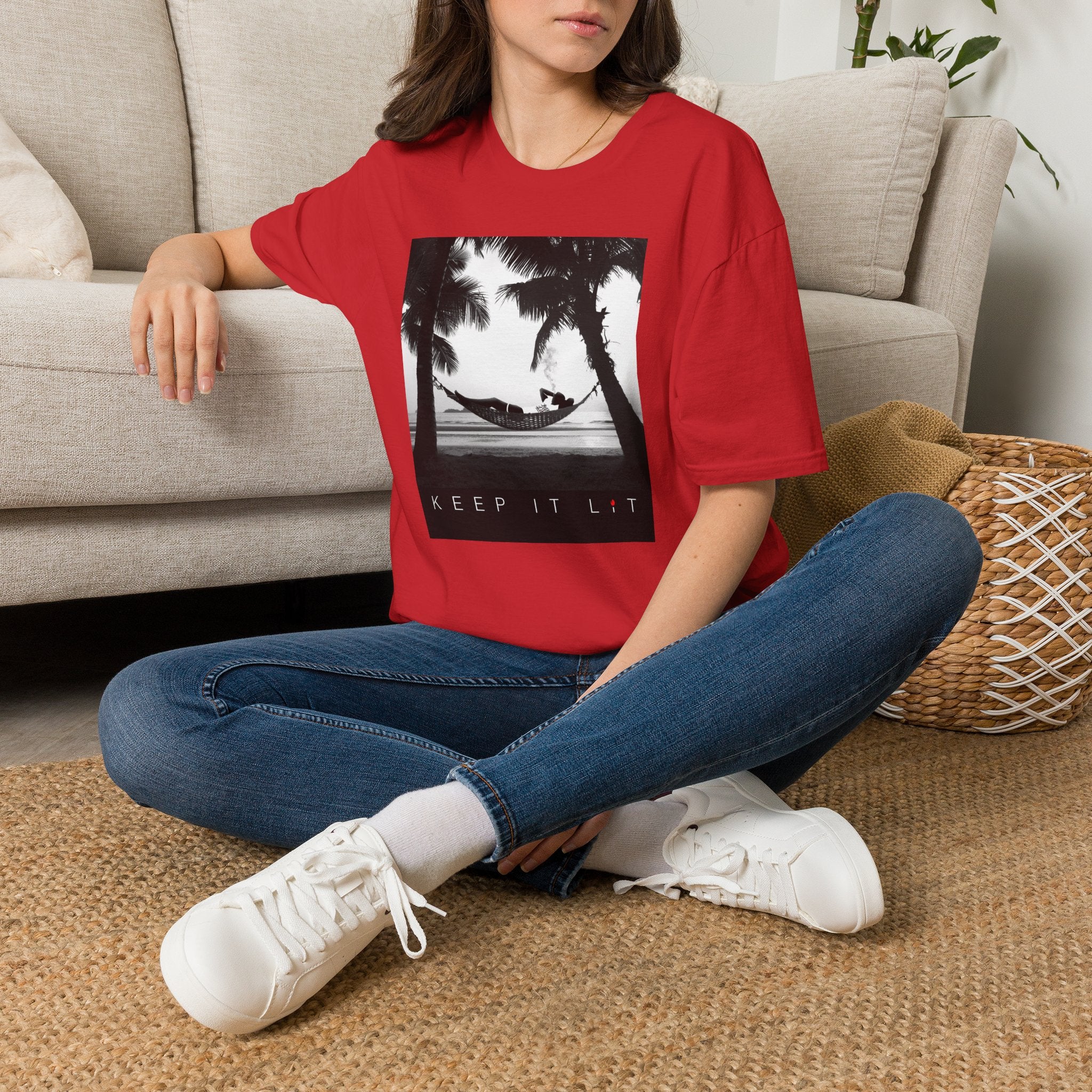 Palm Tree Hammock T-Shirt — "Keep It Lived" Tropical Graphic Tee