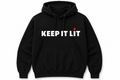 Keep It Lit Hooded Long Sleeve Tee — Retro Flame Graphic
