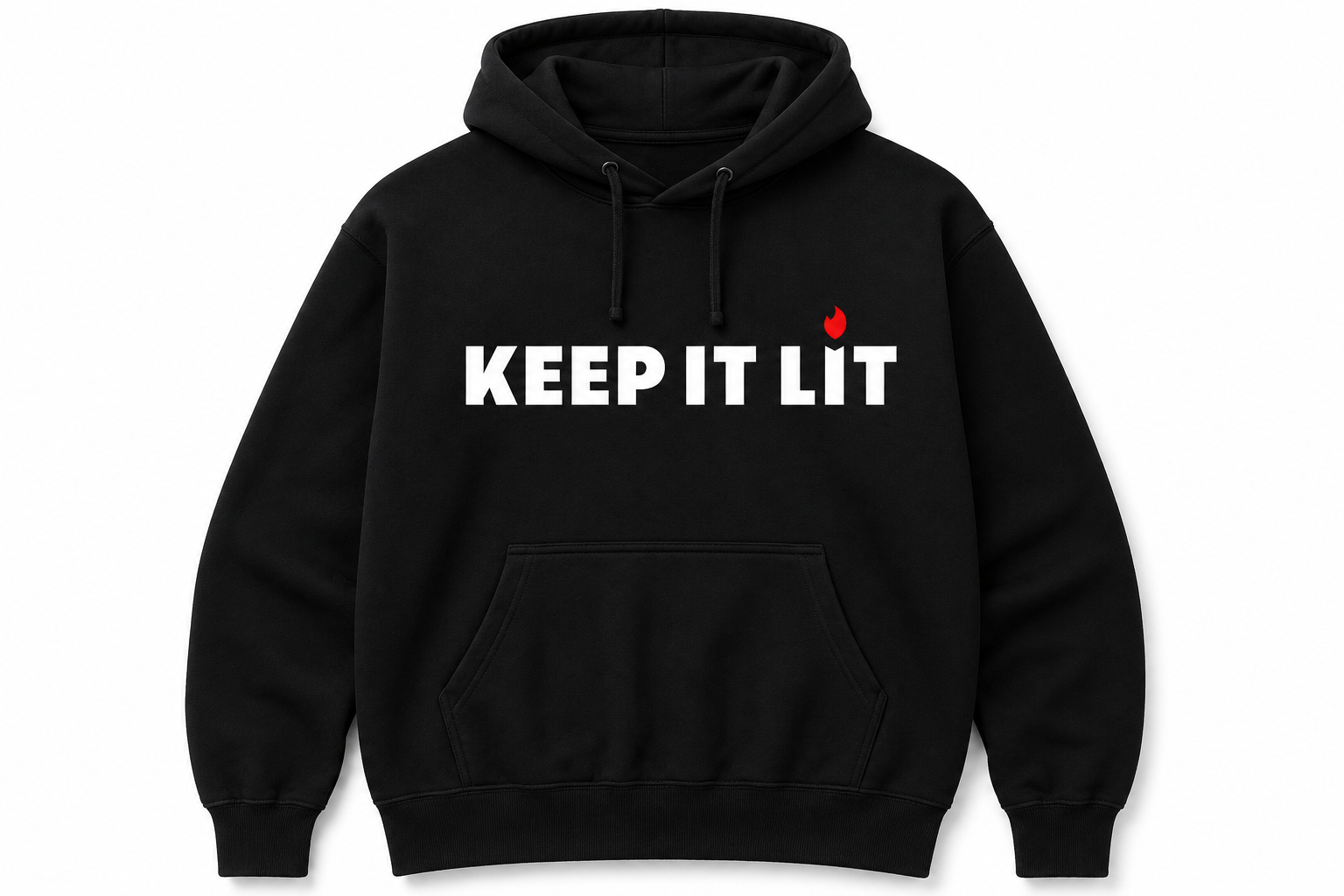 Keep It Lit Hooded Long Sleeve Tee — Retro Flame Graphic