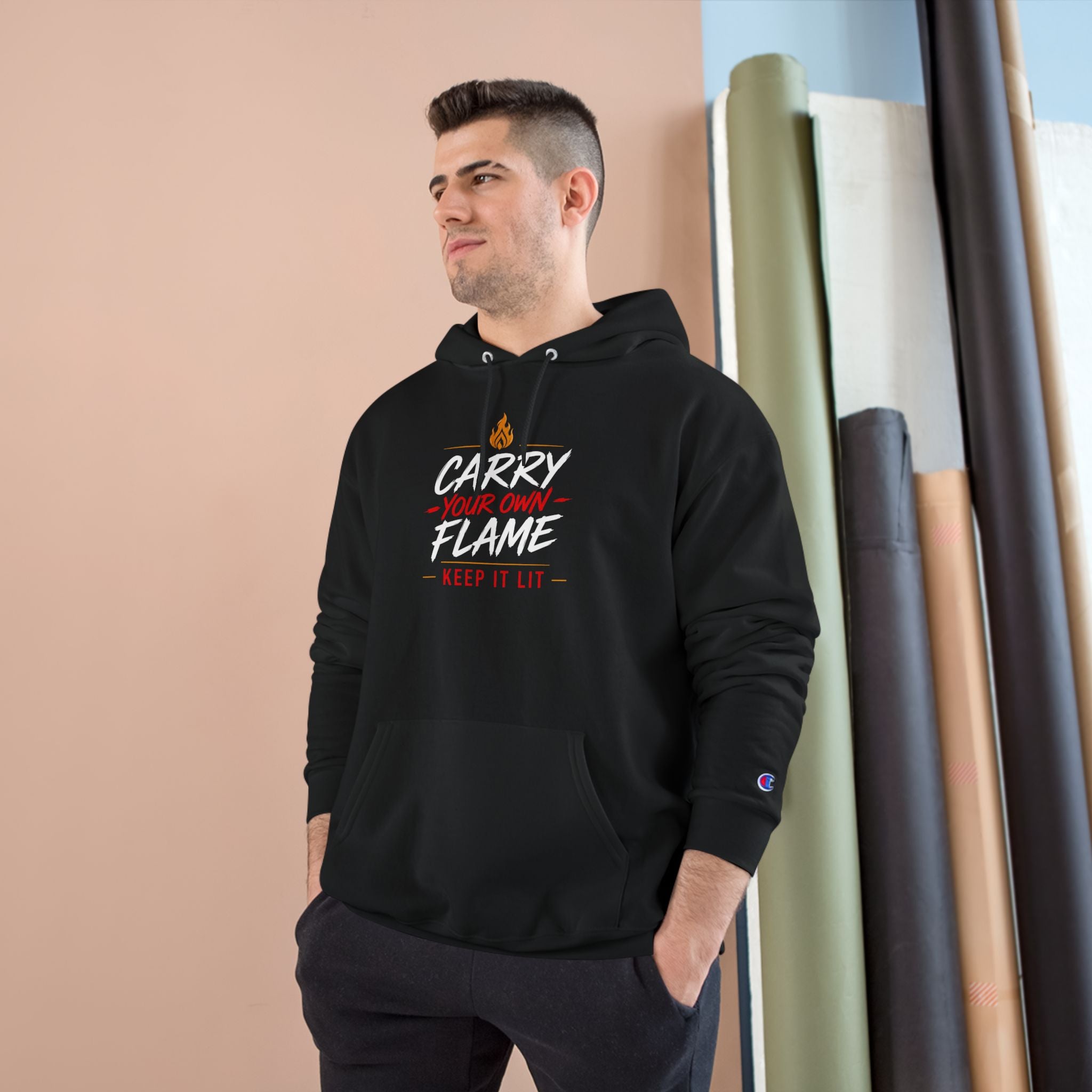 Carry Your Own Flame Hoodie — Inspirational Fire Graphic Pullover