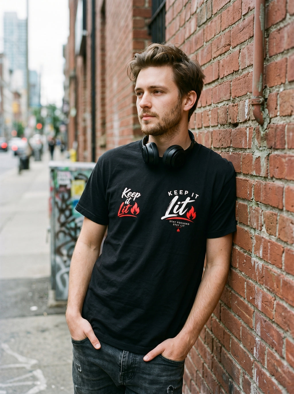 Keep It Lit Graphic Tee — "Keep It Lit" Fire Logo T-Shirt
