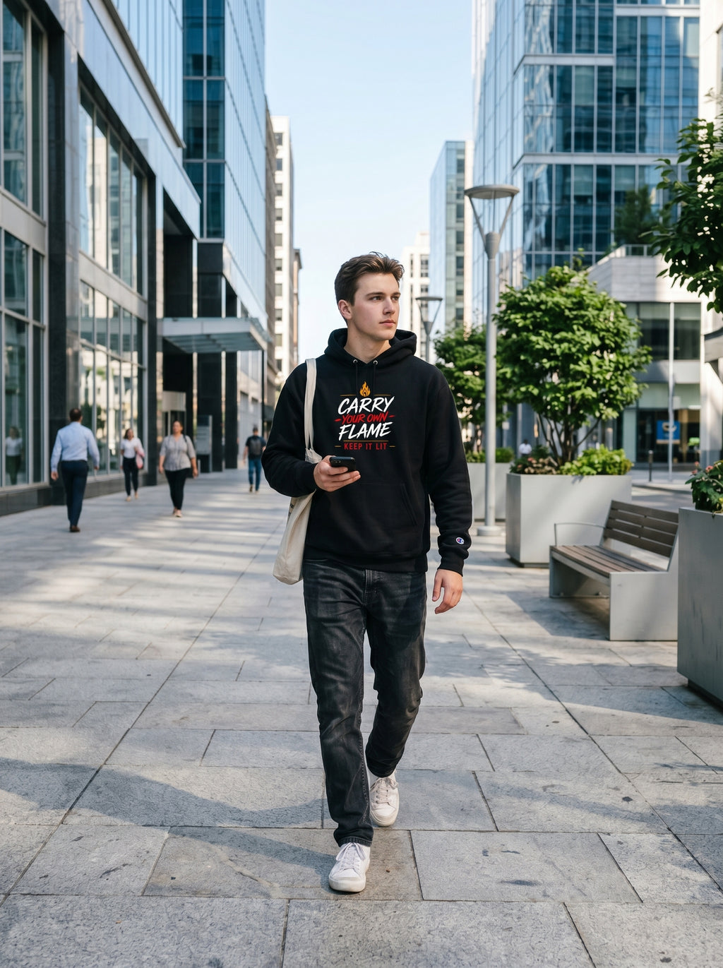 Carry Your Own Flame Hoodie — Inspirational Fire Graphic Pullover