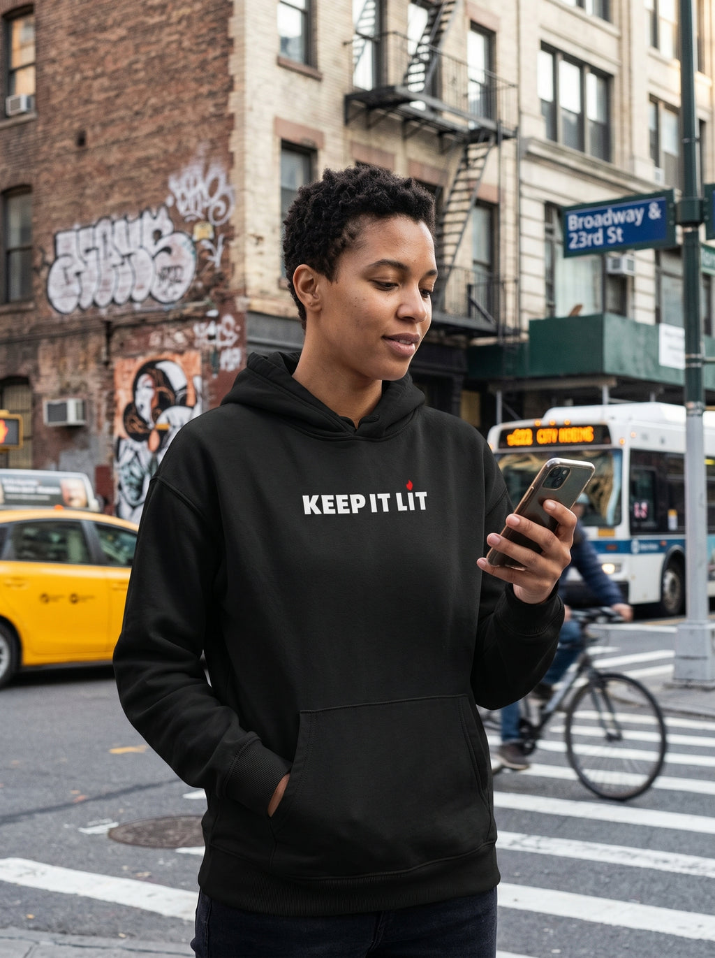 Keep It Lit Hoodie — Organic Relaxed Black Pullover