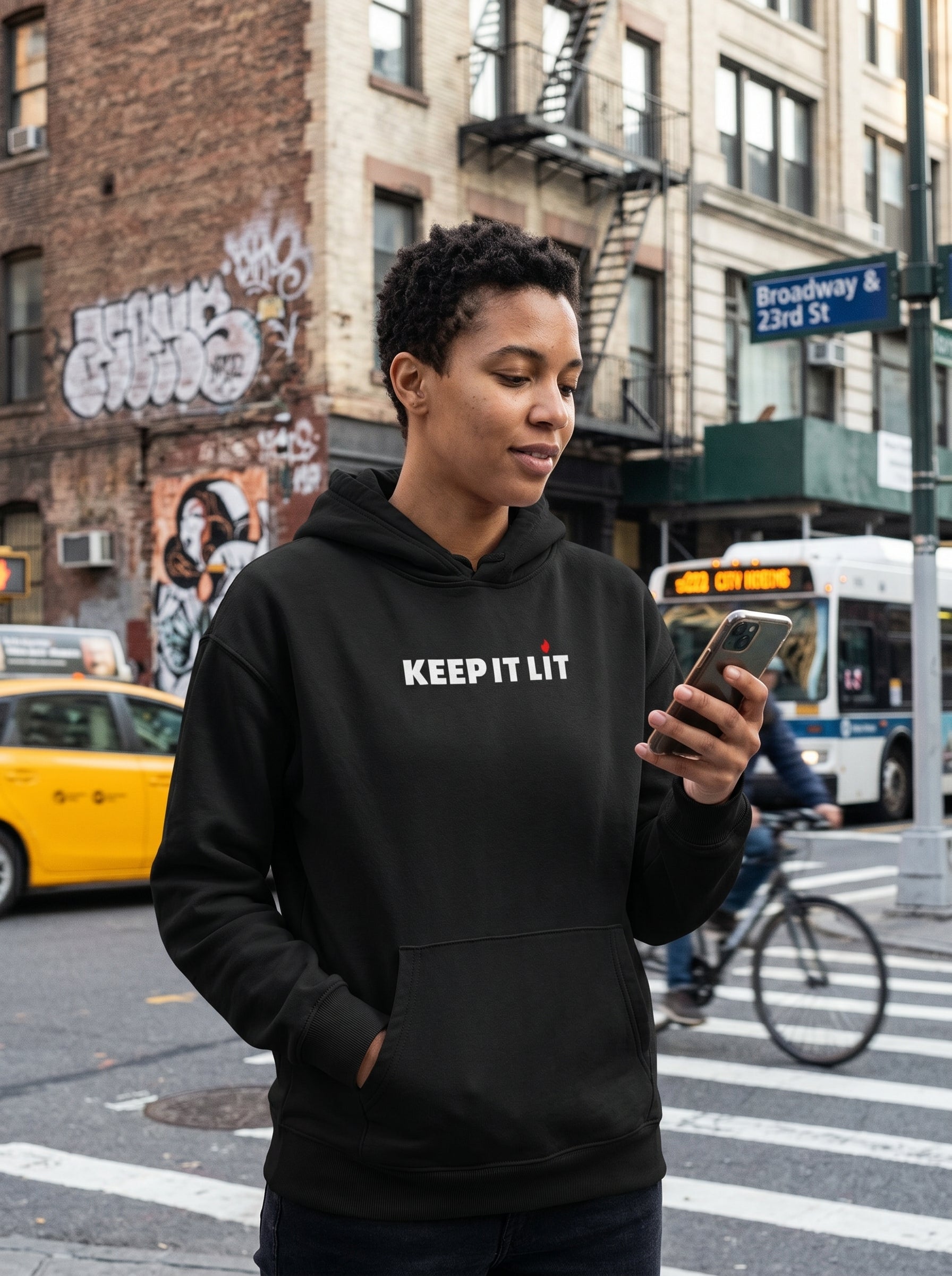 Keep It Lit Hoodie — Organic Relaxed Black Pullover